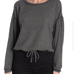 Socialite Front Tie Waffle Knit Sweater SZ M NWT